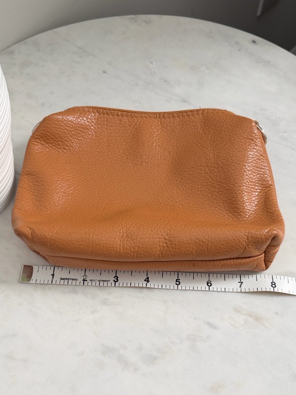Vintage Genuine Leather Wristlet Clutch in Warm Tan - Picture 10 of 13
